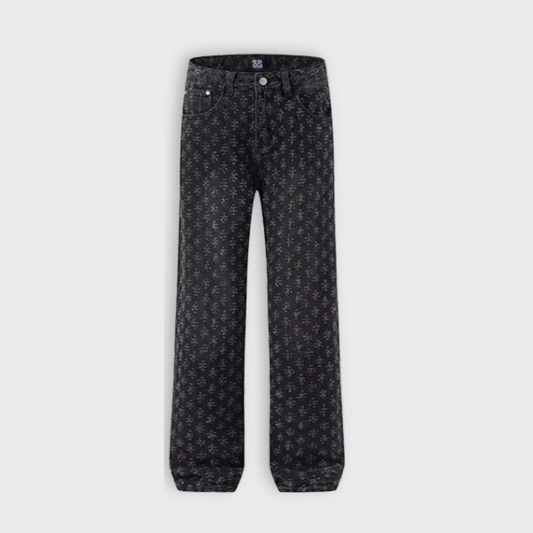 Losece | Men's Streetwear Baggy Jacquard Jeans