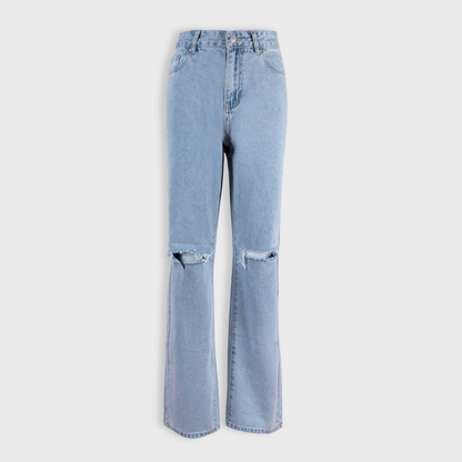 Losece | Women's High-Waisted Ripped Straight-Leg Jeans