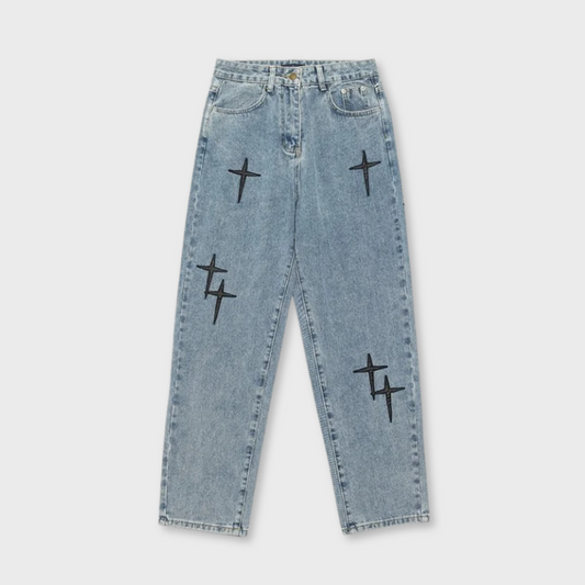 Losece | Men's Baggy Cross Patch Jeans