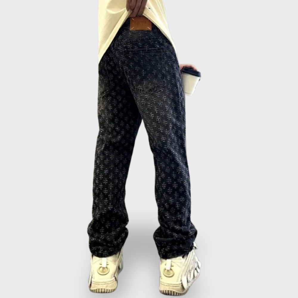 Losece | Men's Streetwear Baggy Jacquard Jeans