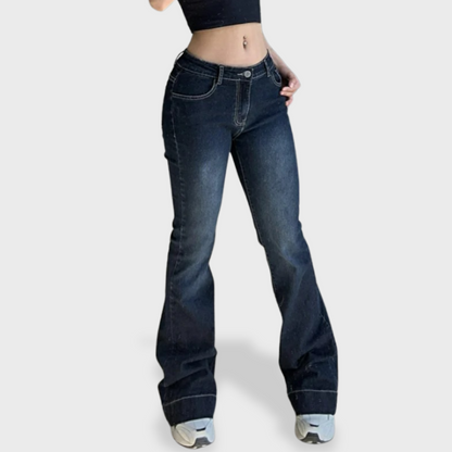 Losece | Women's Low Waist Baggy Flared Jeans