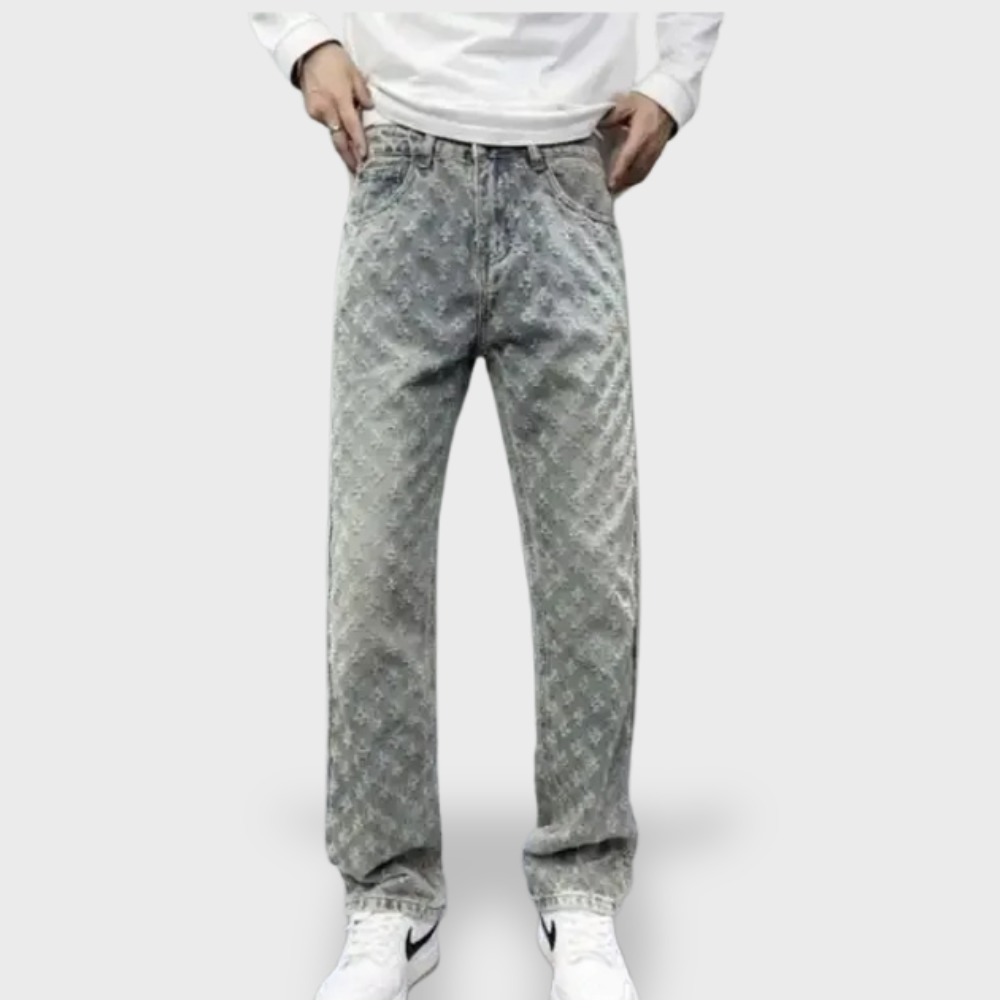 Losece | Men's Streetwear Baggy Jacquard Jeans