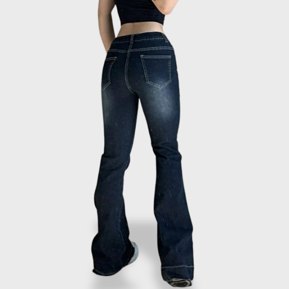 Losece | Women's Low Waist Baggy Flared Jeans