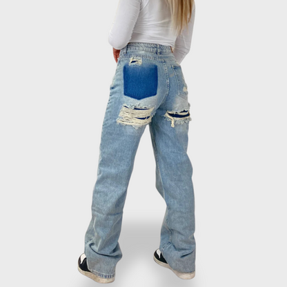 Losece | Women's Distressed Patchwork Baggy Jeans